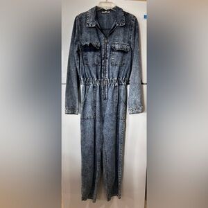 Denim Jumpsuit with Front Zipper